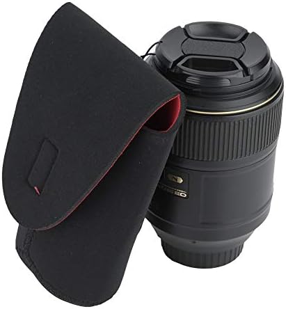 Bolsa da lente da câmera, 5pcs Lente de câmera Caixa protetora Anti Scratch Ganch Loop Material Neoprene Black for SLR