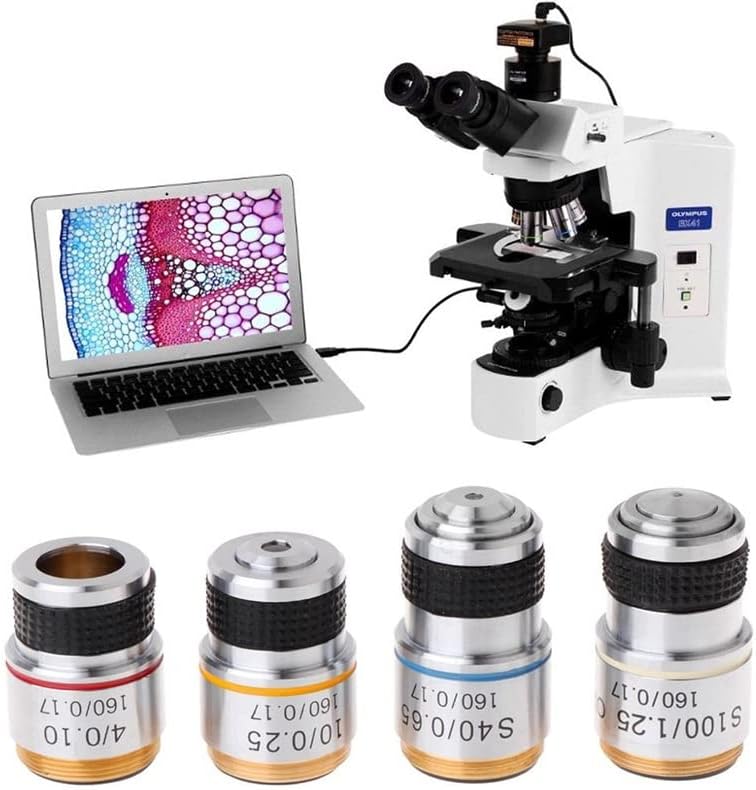 Equipamento de microscópio de laboratório 4x 10x 40x 100x lente objetiva achromática para acessórios de microscópio biológico microscópio