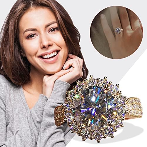 2023 Novo engajamento cúbico brilhante redondo diamante zircão Bling Woman Ring Gold Dainty Ring Ring Wedding Hollow Heart Ring