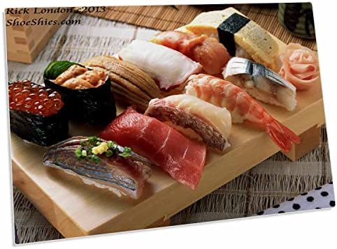 3drose atum camarão robusto etc. na prancha de madeira - Sushi Art. - Tapetes de local para baixo da almofada