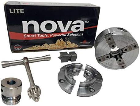 Bundle - 3 itens - Nova 48286 G3 Lite Woodlathe Chuck com Jaw Conjunto de 2 , com ISNS 5/8 Adaptador de inserção de Bainbore e NCSC Chuck Spur