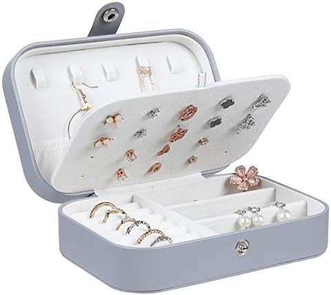 Caixa de jóias de viagens de Misaya - Mulheres pequenas jóias organizadoras de jóias portátil capa para brinco de colar anéis,