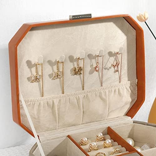 Caixa de jóias Fifor, Organizador de Anéis de Brincho PU, Caixa de Armazenamento de Colar Anel, Presente para Mulheres Meninas, com Lock and Key