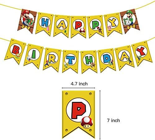 Banner de temas de Mario para decorações de festa de aniversário