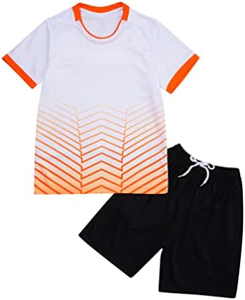 Jugaoge Kids Boys Soccer de futebol uniforme Treinamento de futebol traje esportivo atlético Duas peças de traje de pista