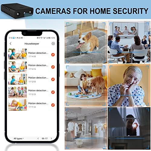 WCFHS Mini Spy Camera Wi -Fi Câmeras ocultas sem fio, 0,4 * 1,3 * 1,5in, HD1080p Visão noturna, Nanny cams sem fio com aplicativo de telefone celular e som, adequado para câmera externa, interna e de estimação.