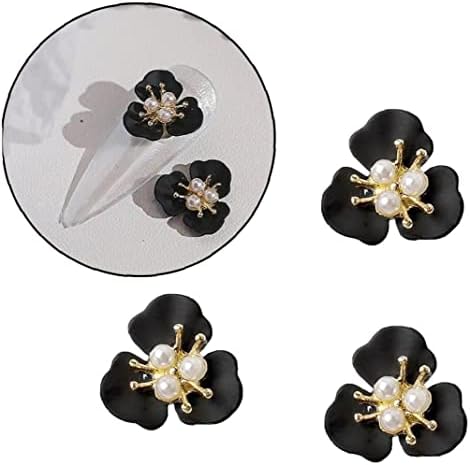 Tossper 3D Flower Unh Nail Charms, 5 PCs 3D Pearls Flower Unhed Studes Salão de jóias Acessórios de unhas Suprimentos para