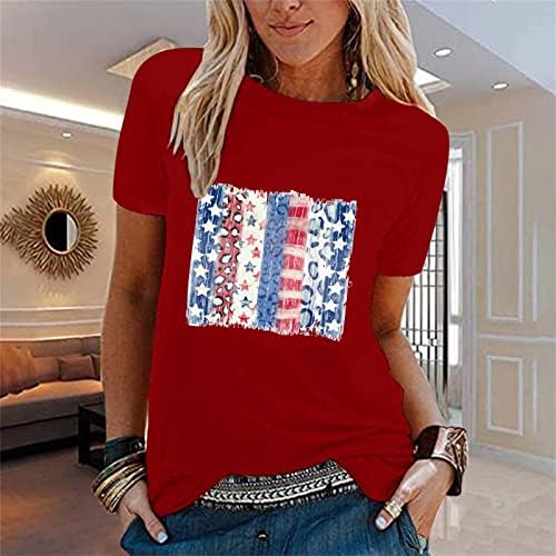 Conjunto de camisa feminino feminino Casual Independence Day Prind camise