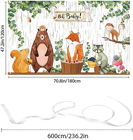 Banner de pano de fundo do chá de bebê da floresta Grande Jungle Animals tem tema oh bebê de aniversário decorações de festa da floresta fotografia de criatura para menino ou menina festa de boas -vindas