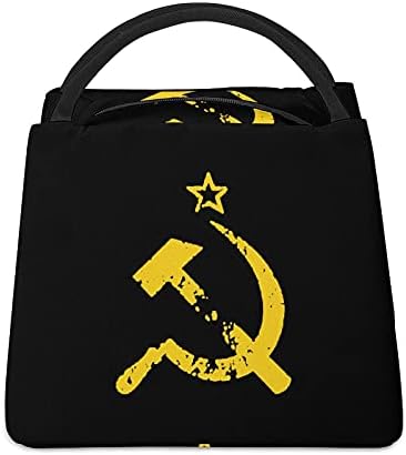 Martelo de bandeira soviética russa e bolsa de lancheira reutilizável para homens para homens adultos trabalham para fazer um piquenique