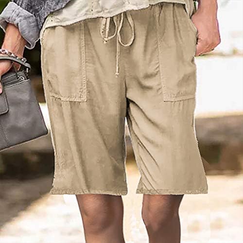 Shorts de cordão confortável feminino shorts de algodão elástico de verão no meio do arranha-céu calças de bolso curto