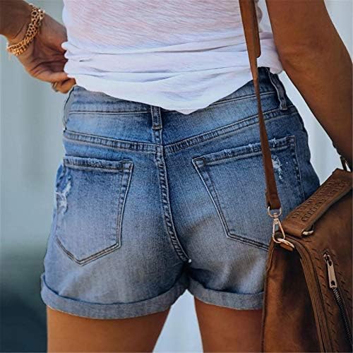 Moda de jeans de jeans para mulheres com cintura alta jeans angustiados de bainha rasgada shorts jeans casuais shorts quentes