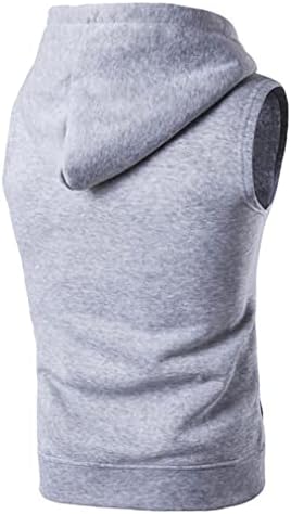 Yeahdor Men Workout Hooded Tamas com capuz com zíper com zíper de ginástica sem mangas com camiseta cortada para musculação de bolso