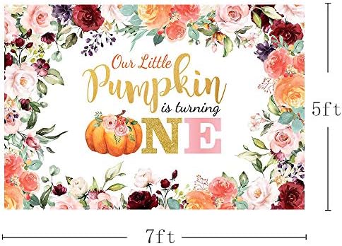 Mehofoto Fall Pumpkin Girl One Birthday Party Photo Background Banner Autumn Floral Our Little Pumpkin Happy 1st Birthday