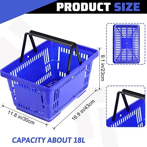 20 compras de compras de 20 pacotes com alça 16,9 x 11,8 x 9,1 polegadas cesta de mão de mão azul portátil shopping