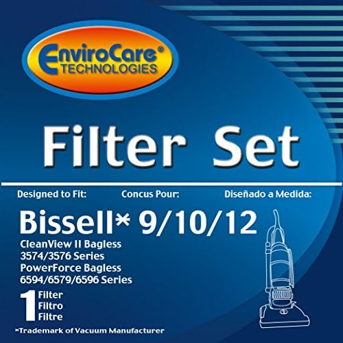 Filtro de pó de pó de reposição Envirocare, fabricada para ajustar o filtro interno Bissell 9/10/12 HEPA PLEAT MICRO EMNER