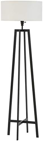 Brand - Stone & Beam Deco Metal Frame Sala de estar em pé com lâmpada e tom branco - 18 x 18 x 59,5 polegadas, preto