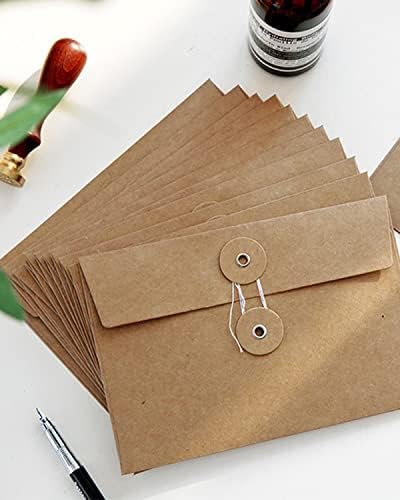 Pacote Topys de 10 Kraft Brown String Envelope File File Pockets Pockets Organizador de documentos de documentos de documentos