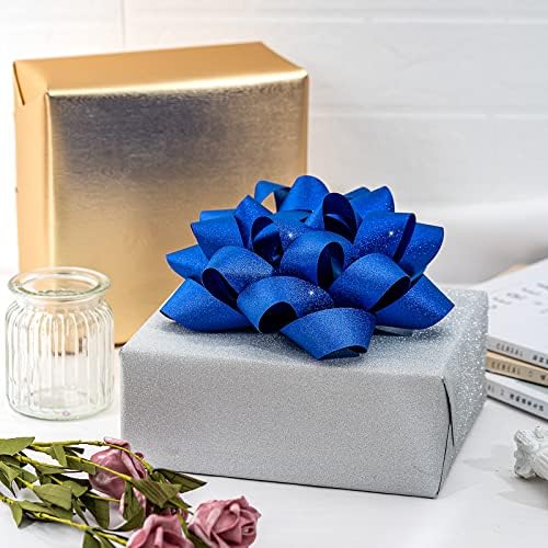 Papel de embrulho floral Lezakaa com papel de presente da marinha de 8 polegadas - LOTUS/STAR/DOT Design Wrap Paper para casamento, chuveiro de noiva, aniversário - 17 x 120 polegadas por rolo, 3 rolos