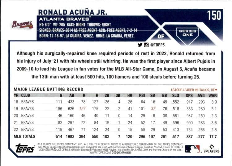2023 Topps #150 Ronald Acuna Jr. NM-MT Braves