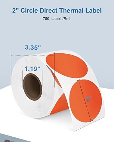 Etiquetas térmicas, Polono 4 x 6 rótulos térmicos de remessa direta, etiquetas perfuradas de fãs, etiquetas de adesivos térmicos de 2 de círculo de laranja (750 rótulos）