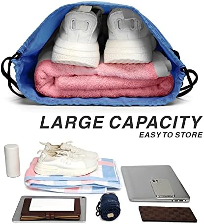 BuyAgain Backpack Backpack Sports Satch Sackpack de ginástica resistente a água para homens grandes com zíper, azul bebê
