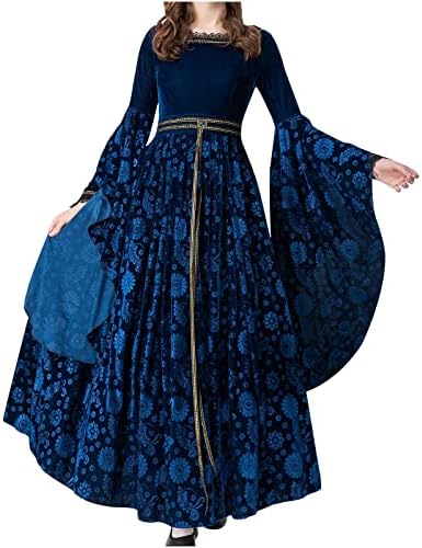 Vestidos renascentistas para mulheres, vestido medieval do vestido de capuz vintage feminino, vestido de bruxa de cosplay