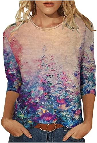 Tops de verão feminino Plus Tamanho do cotovelo 3/4 Camisas de manga Sortos estéticos Túnica de túnica de túnica