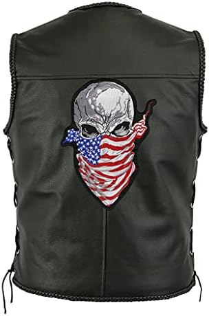 Ruthless HalfSkull Patch 11,5 | American Flag Bandana Bordana Bordana Bandana Skull Militar Liberdade Esqueleto | Ferro