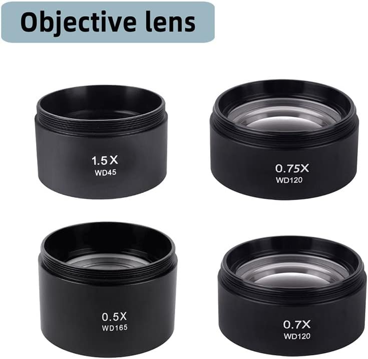 Acessórios para microscópio WD165 0,5x 0,7x 1,5x 0,75x Objetos auxiliares Lens Microscope Camera Labor