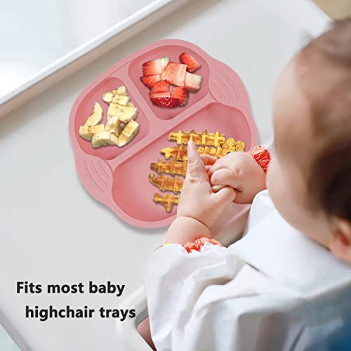 Placa de sucção de silicone IDVVSSX para criança, prato de bebê com sucção, prato dividido de silicone para crianças, adorável placa