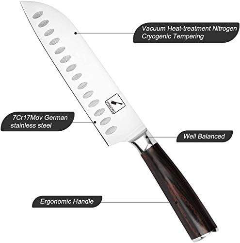 Faca de Chef IMARKU e Faca de Paring - Faca Santoku de 7 polegadas e faca de frutas pequenas de 3,5 polegadas - alça de pakkawood ergonômica, melhor escolha de facas para o Dia de Ação de Graças, presentes de Natal, faca ultra afiada