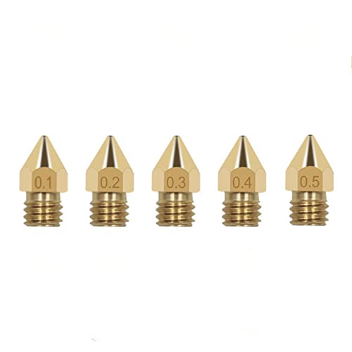 3D Impressora Bocada de extrúcia 3D Extrusora de bico pontiaguda de bronze 0,1mm-0,5 mm 5pcs