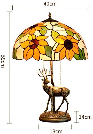 Tiffany Antique Table Lamp 16 Tiffany manchado de vidro lâmpada de tabela estilo elk base criativo sol flor colorido sala