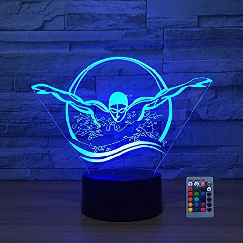 HPBN8 LTD CRIATIVO 3D NATAÇÃO NOITE NOITE LIGHT USB TOQUE PODERADO CONTROLO REMOTO Decoração LED Decor Ilusão Optical 3D Lâmpada