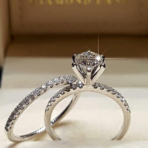 Anel de óculos para anéis de semicolon para mulheres 2pcs gota de água anel de zircão branco anel de cristal de zircão anel