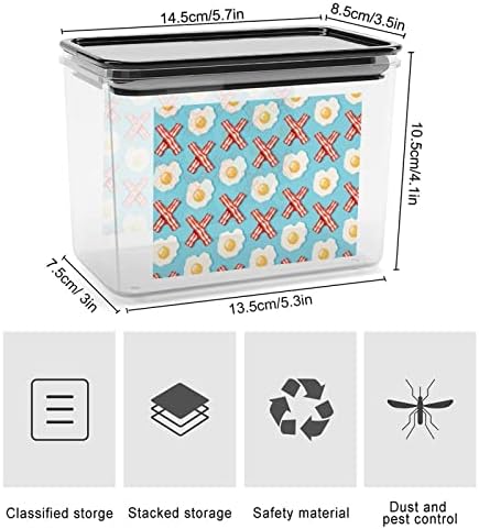 Ovos Caixa de armazenamento de plástico de bacon Recipientes de armazenamento de alimentos com tampas de arroz balde selado para organização da cozinha