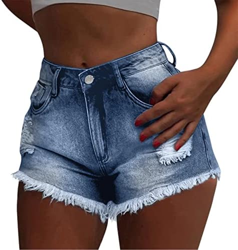 Shorts de jeans feminino shorts de jeans de cintura alta de verão shorts casuais praias de praia lounge