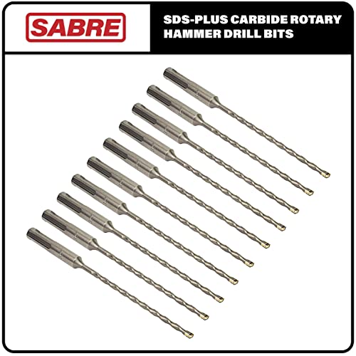 Sabre Tools 10-Pack 5/32 polegadas x 6 polegadas SDS mais bits de broca de martelo rotativo, gorjeta de carboneto para tijolos, pedra e concreto