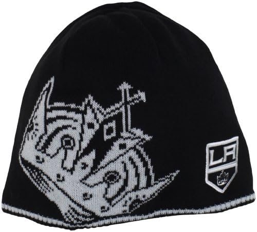 NHL Los Angeles Kings Reversível Player Knit Chap, um tamanho, preto/cinza/branco