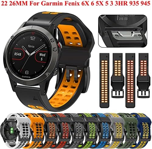 Bkuane 22mm 26mm de faixa de vigilância para Garmin Fenix ​​7 7x 6 Fenix ​​5 5 mais 935 945 Silicone EasyFit Wrist para Fenix