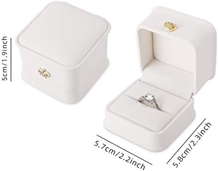 ISUPERB 2 PCS Caixa de anel branco Proposta de casal PU Caixas de couro de jóias Jóias de jóias Caixa de jóias de joias
