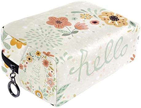 Bolsa de maquiagem tbouobt bolsa de bolsa cosmética bolsa bolsa com zíper, olá guirlanda de primavera adorável floral