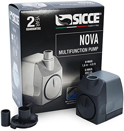 Sicce Nova Multifunction 178 Bomba de água submersível GPH, 8,3W Ultra silencioso durável para tanques de peixes aquários,