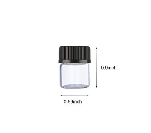 Jjkmall- 50pcs de amostra clara garrafas de vidro mini 1ml 1/4dram Óleos essenciais frascos com redutor de orifício PERFUME