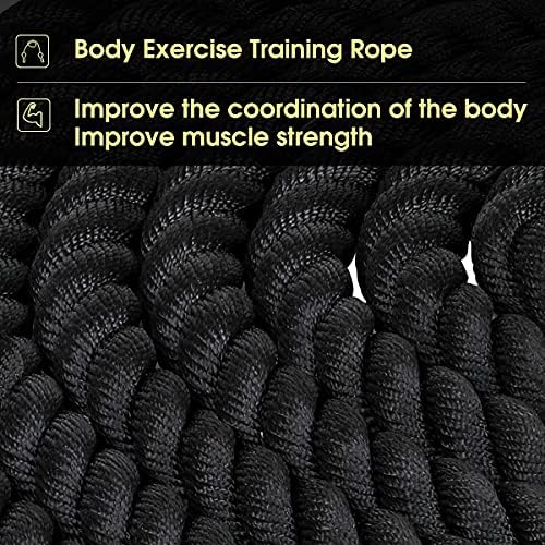 Max4out Battle cordas 1,5 polegadas 30 pés - corda de treino de poliéster pesado para exercícios para o corpo em casa construindo músculos, preto