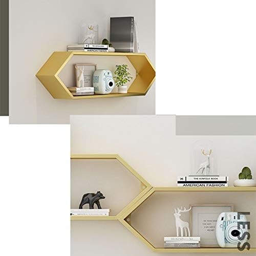 Prateleiras rack de parede flutuante dourado, rack de armazenamento de metal, para decorativo em casa