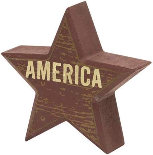 Sitter patriótico angustiado bloqueia a decoração da mesa | Conjunto de 3 PC | EUA, América e Deus abençoe | Madeira de 4