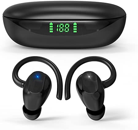Os fones de ouvido sem fio do TOGETFAFF Bluetooth 36HRs reproduzem fones de ouvido esportivos com tela LED com fones de ouvido embutidos