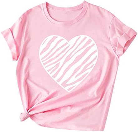 2023 camisetas femininas T Tops gráficos de coração fofos camisetas de verão básico blusa de cor sólida colorida